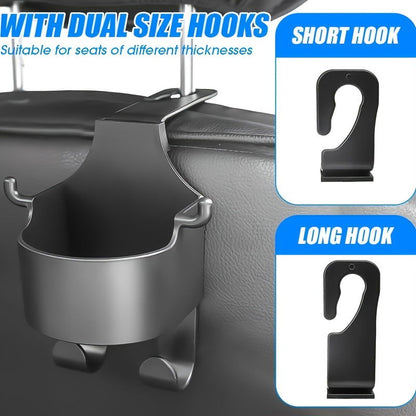 2 Pcs Multifunctional Car Seat Back Hooks, 2 In 1 Car Hook With Cup Holder, Car Interior Accessories - Hiccupzz