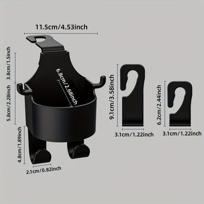 2 Pcs Multifunctional Car Seat Back Hooks, 2 In 1 Car Hook With Cup Holder, Car Interior Accessories - Hiccupzz