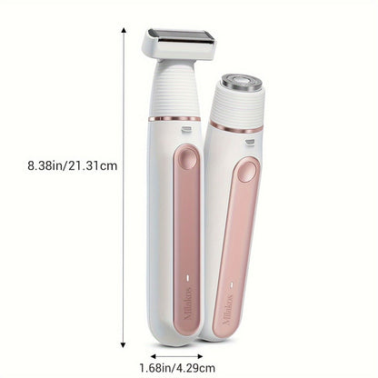 2 in 1 USB Rechargeable Electric Shaver Razors for Women, Painless Body Razors and Facial Hair Remover - Hiccupzz