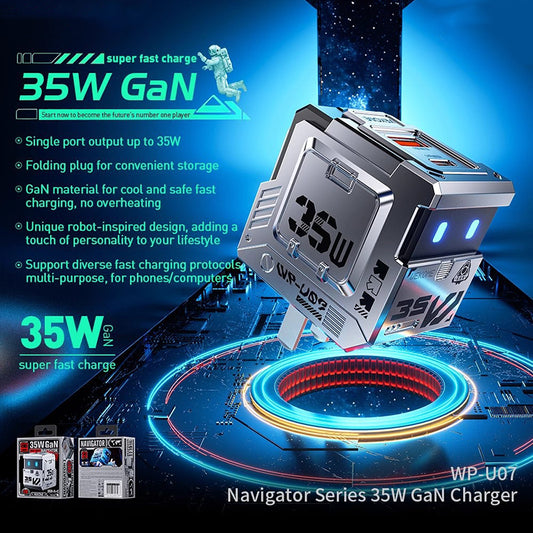 Multi-port 35W Folding Gallium Nitride Notebook Charging Plug
