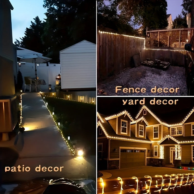 1 Pack Solar Tube String Lights - 8 Modes Outdoor LED Copper Wire Lights