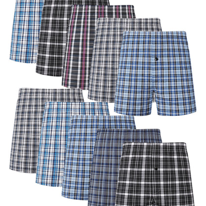 JupiterSecret Men's Woven Boxer Shorts - 6/10-Pack, Elastic Waistband, Random Colors - Hiccupzz