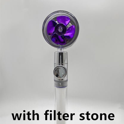 Shower Head Water flow 360 Degrees Rotating With Small Fan ABS Rain High Pressure Spray Nozzle Bathroom Accessories - Hiccupzz