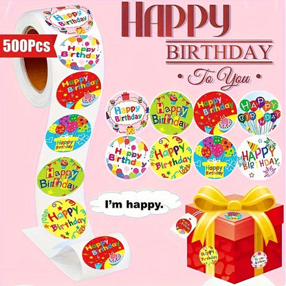 500 Pcs Cartoon Birthday Blessing Stickers – 8 Self-Adhesive Designs, Perfect for Handmade Decorative Seals, Teacher Rewards, and Holiday Decorations - Hiccupzz