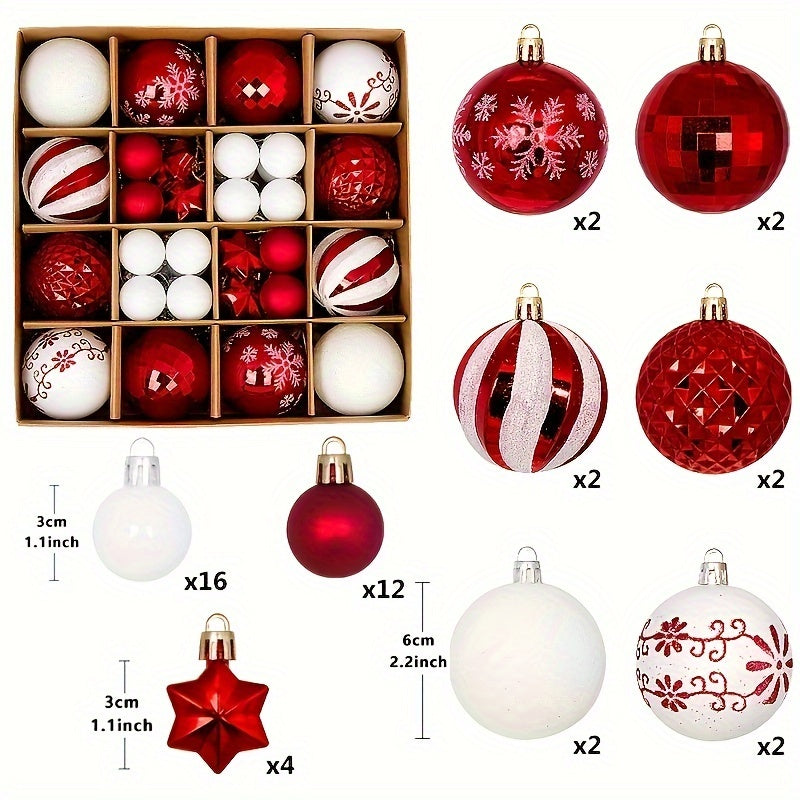 44 Pcs Christmas Balls Ornaments for Xmas Tree Decorations