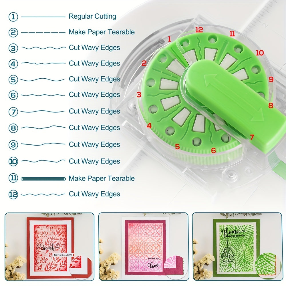 12-in-1 Multi-Function Paper Cutter and Creasing Machine with 360-Degree Rotating Cutter Head - Perfect for Hand-Cutting Cards and Art Projects