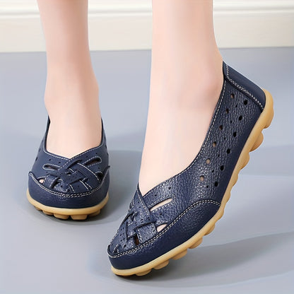 Women's Hollow Out Breathable Slip-On Flats, Casual All-Match Daily Shoes - Hiccupzz