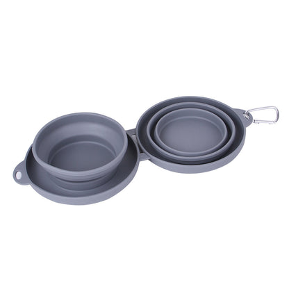 Rubber Foldable Double Bowl Pet Feeding Bowl Pets Supplies Dog Cat Bowls - Hiccupzz