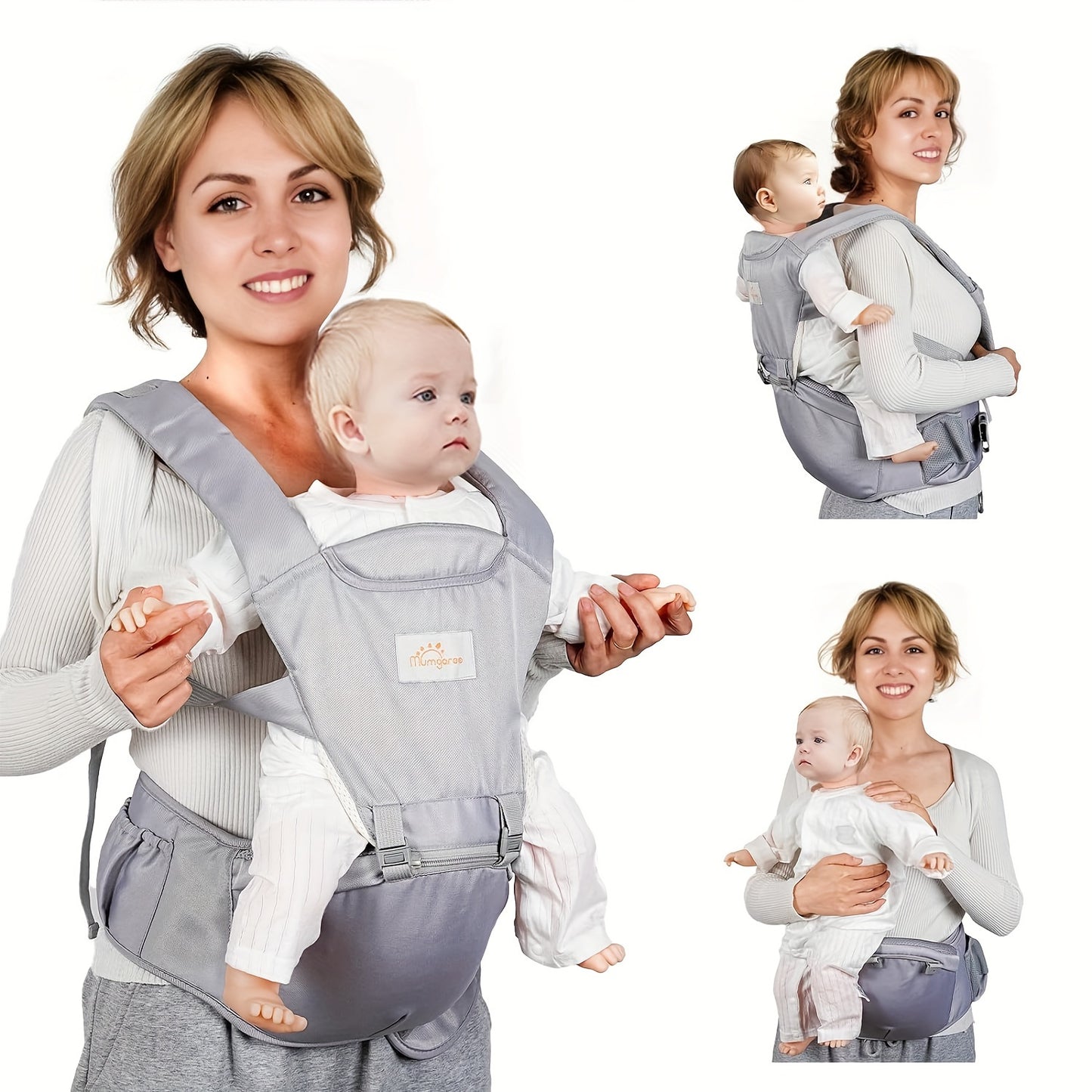 Baby Carrier Newborn to Toddler - All-Position Hip Carrier with Hood, Perfect for Breastfeeding