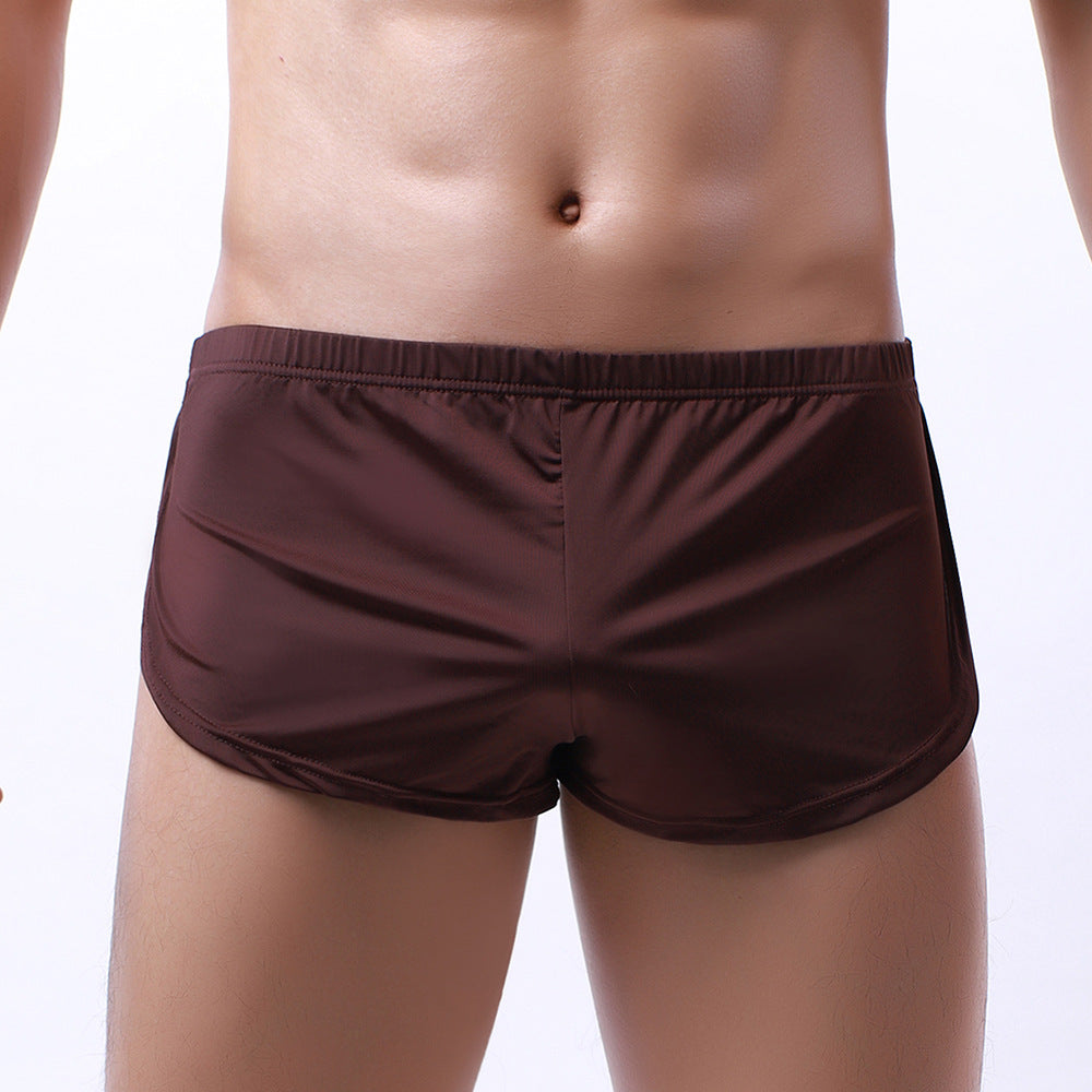 Men's Silky Round Edge Sports Boxers Home Shorts Three-point Pants