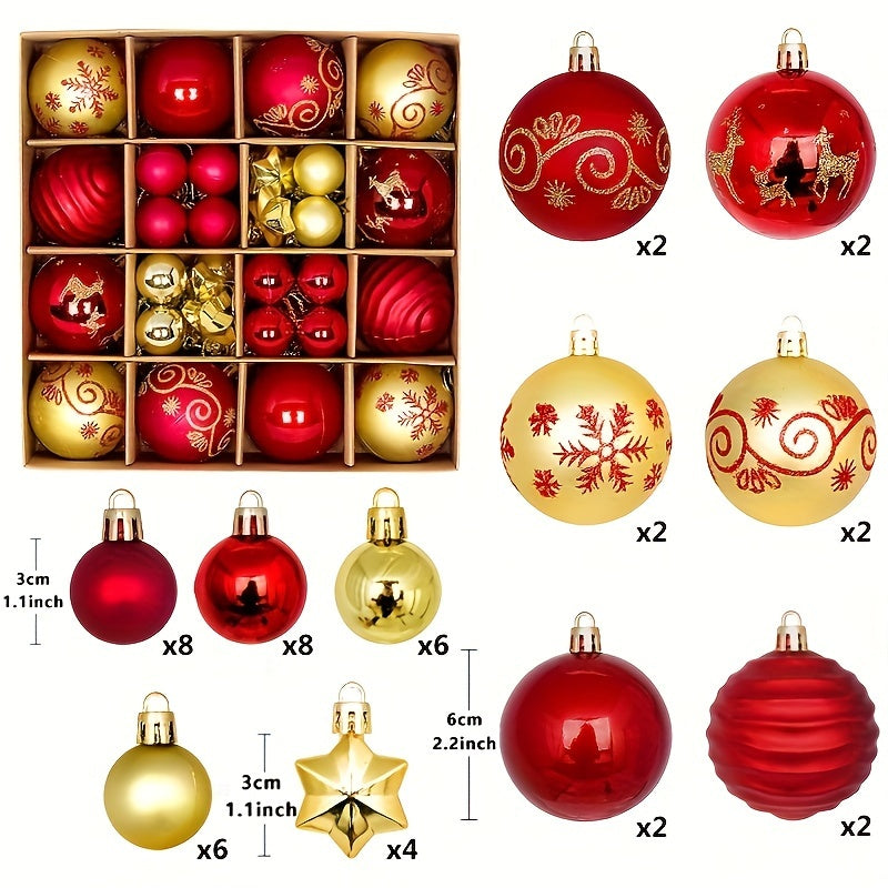 44 Pcs Christmas Balls Ornaments for Xmas Tree Decorations