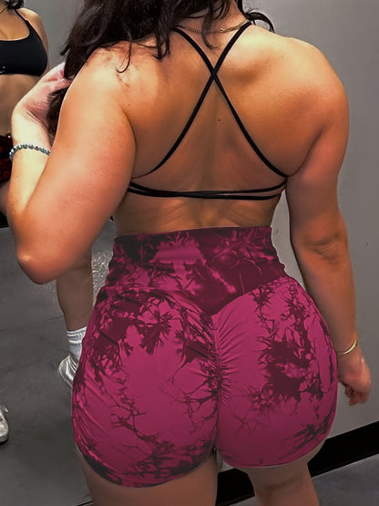 6 Piece Tie Dye Workout Shorts For Women, Scrunch Butt Lifting High Waisted Yoga Gym Seamless Booty Biker Shorts, Women's Activewear - Hiccupzz