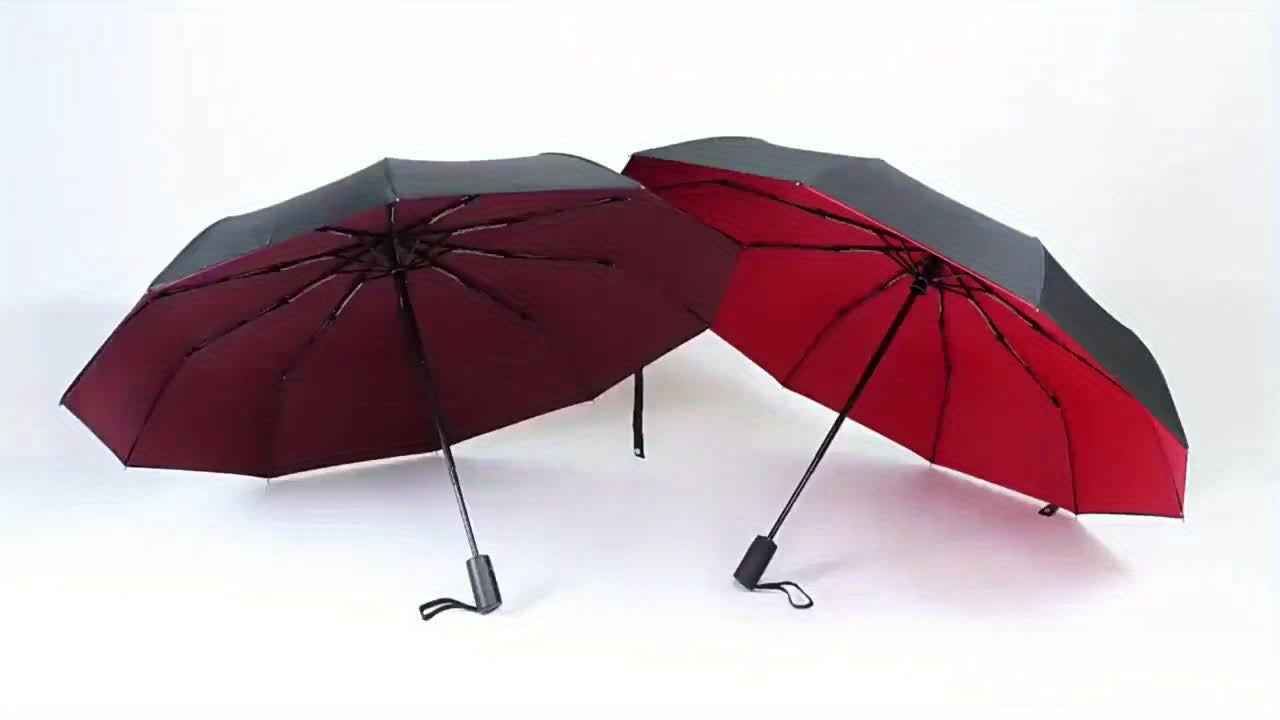 Three-Fold Automatic Folding Umbrella, Windproof, Reinforced Thickened Design