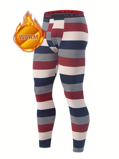 Men's Striped Warm Compression Pants - Durable Fitness Leggings for Running and Intense Workouts - Hiccupzz