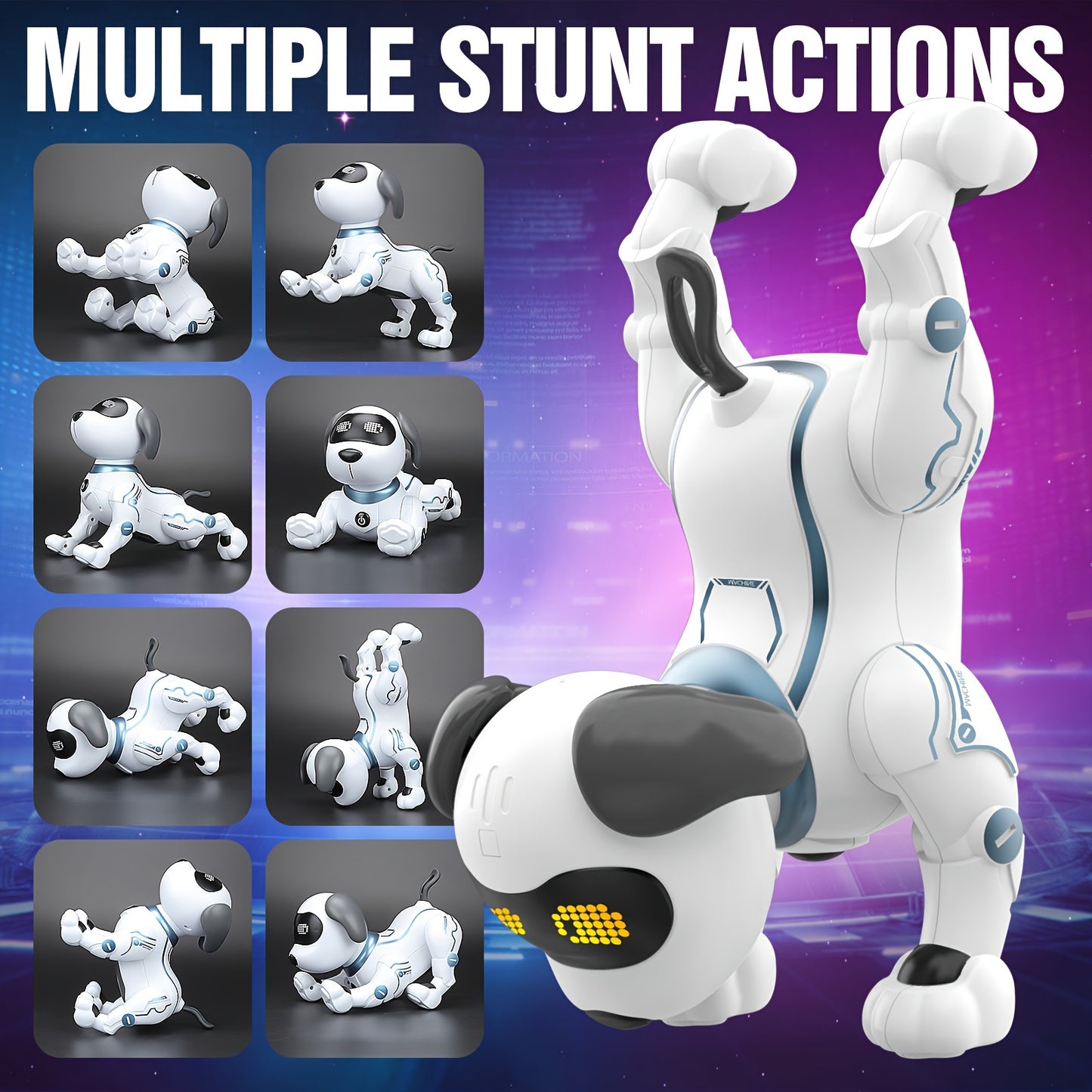 1 Pc Interactive Robot Dog with Remote Control, Voice Command, Dance & Song Functions, Rechargeable Battery, Infrared Sensing, LED Lights ABS Resin Electronic Pet Toy for Kids.