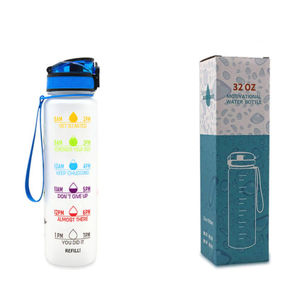 1L Tritan Water Bottle With Time Marker Bounce Cover Leakproof Cup For Sports Fitness