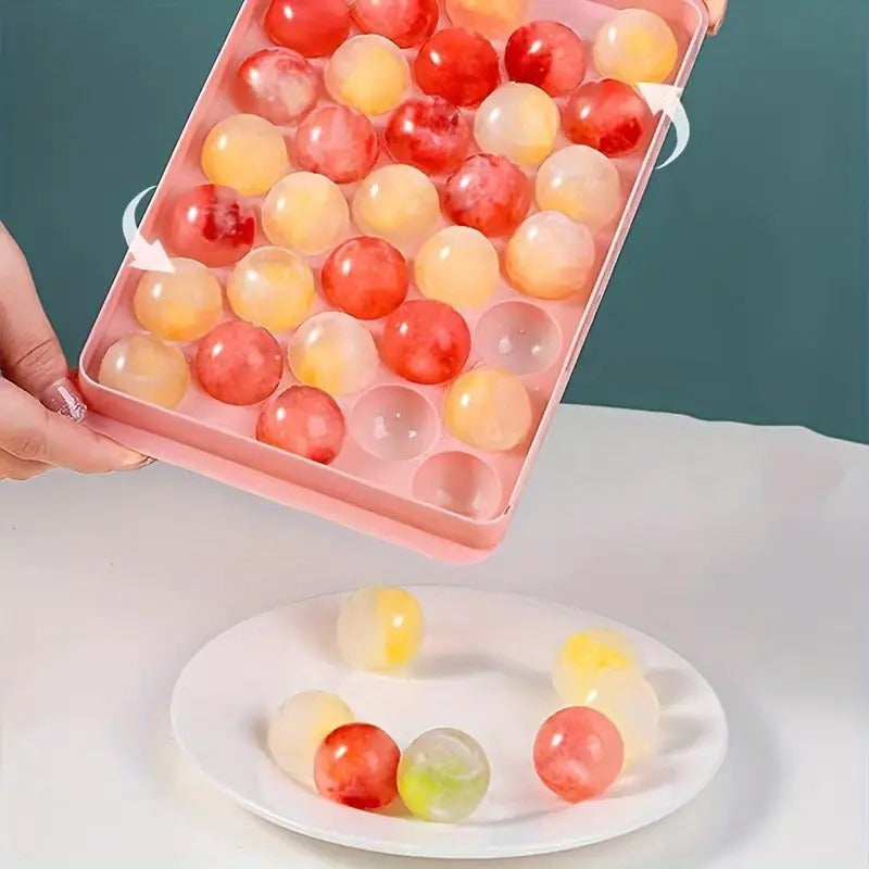 33-Grid Ice Cube Tray with Lid - Quick-Release, Stackable Ice Maker for Kitchen & Beverages