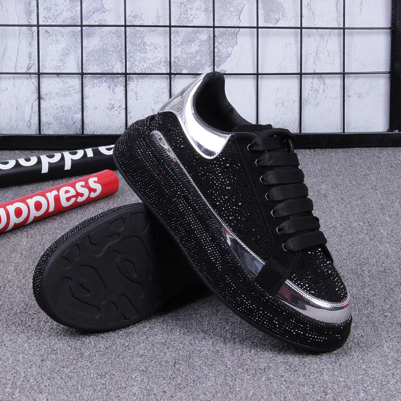 Elevated Casual Glossy Thick Soled Hot Diamond Men's Shoes