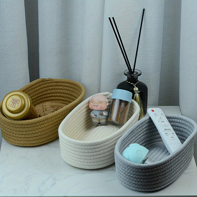 1Pc Cheap Price Cotton Rope Woven Storage Baskets, Cosmetic Containers, Room Decor, Home Decor