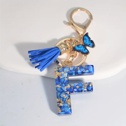 Blue Butterfly Alphabet Initial Keychain - Cute Resin Charm for Bags and Daily Use - Hiccupzz