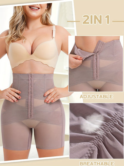 Women's High-Waist Shapewear Tummy Control Body Shaper Shorts, Butt Lifter Panties, Adjustable Waist Trainer, Breathable Fabric, With 4 Steel Bones - Hiccupzz