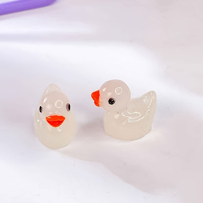 Glow-in-the-Dark Mini Yellow Ducks (5pcs): 3D Resin Garden Decor for DIY Home and Party Decorations - Hiccupzz