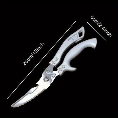 1 Pc Stainless Steel Kitchen Scissors, Multifunctional Poultry, Fish, and Chicken Bone Scissors