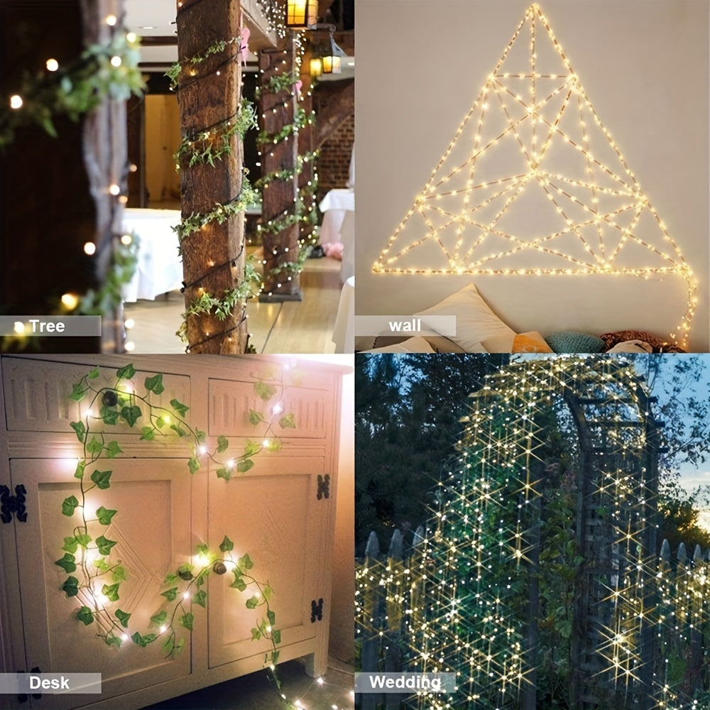 1pc 50/100/200/300 LED Solar Light Outdoor Waterproof - 8 Modes Copper Wire Fairy String Lights for Decorations