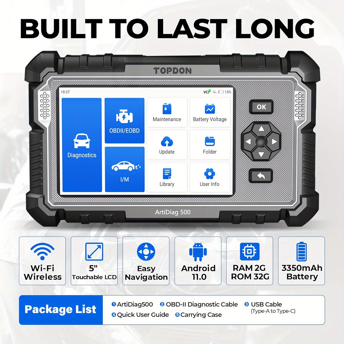 TOPDON AD500 Diagnostic Scan Tool with Reset Functions & AutoVIN, Lifetime Updates