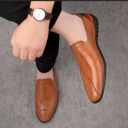 Men's Tods Casual Low-top Slip-on Leather Shoes Slip-on Plus Size Driving Shoes - Hiccupzz