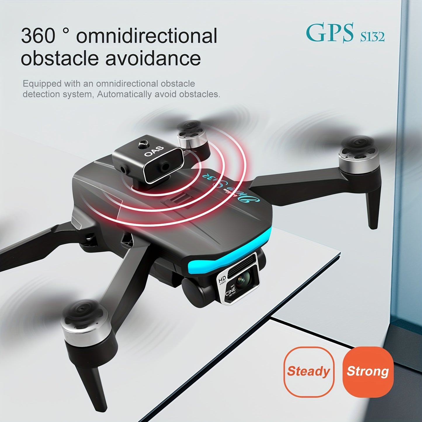 GPS Positioning Drone S132 with Brushless Motor, Intelligent Obstacle Avoidance, Optical Flow Positioning, ESC WiFi Dual HD Camera, and 18-Minute Battery Life