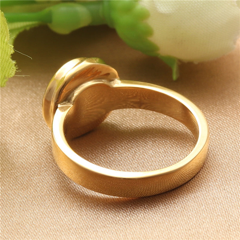 Fashion Titanium Steel Natural Stone Female Ring