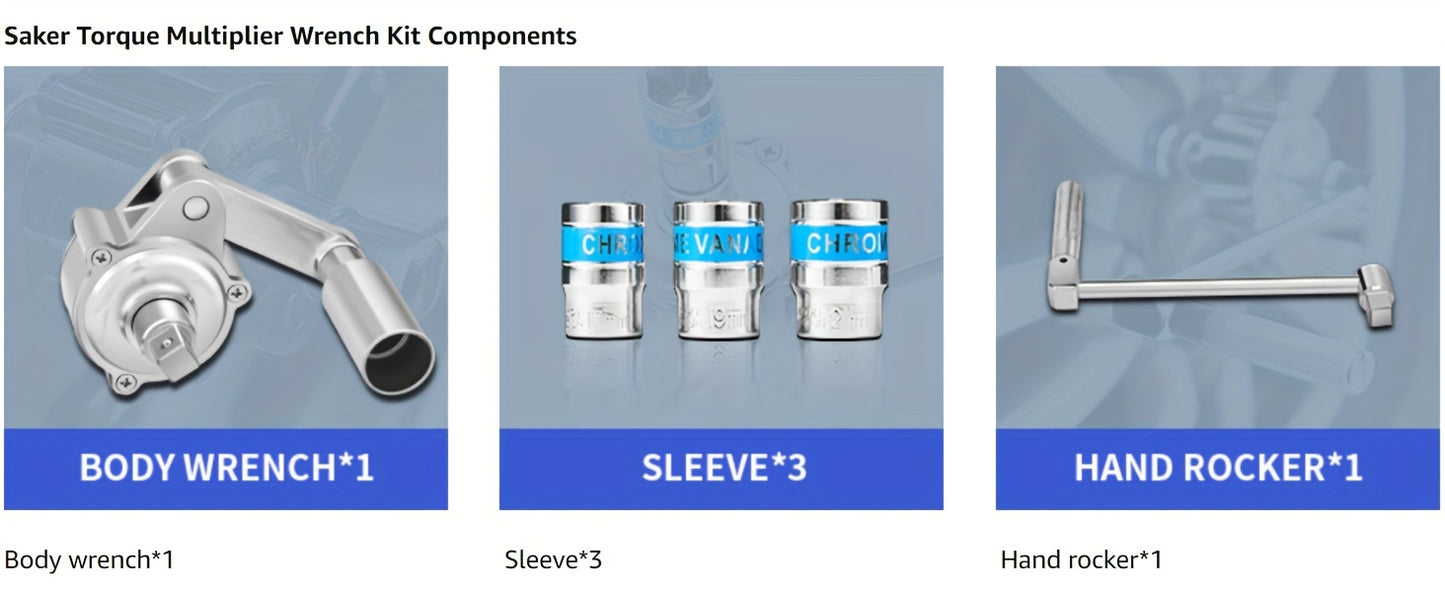 Multiplier Wrench Set - Heavy Duty Extension Wrench with 17mm/19mm/21mm Sockets, Ideal for Loosening Car Tire Lug Nuts