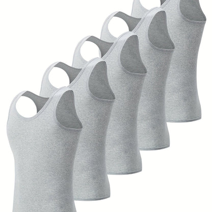 5-Pack Men's White Tank Tops - Comfortable Cotton Sleeveless T-Shirts for Fitness & Casual Wear - Hiccupzz