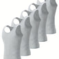 5-Pack Men's White Tank Tops - Comfortable Cotton Sleeveless T-Shirts for Fitness & Casual Wear - Hiccupzz