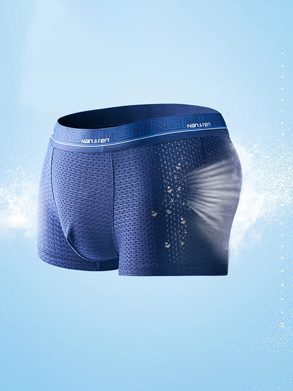 4-Pack Men's Ice Silk Antibacterial Underwear - Breathable Stretchy Boxer Briefs for Spring & Summer - Hiccupzz