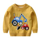 Boys Cartoon Engineering Vehicle Sweater, Knit Pullover, Autumn/Winter - Hiccupzz