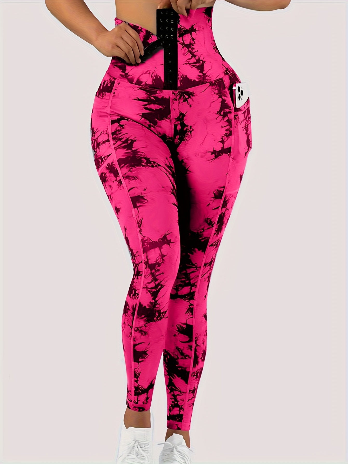 Tie Dye Tummy Control Fitness Gym Sports Leggings, High Waist Yoga Workout Running Butt Lifting Tight Pants, Women's Activewear Wide Waistband