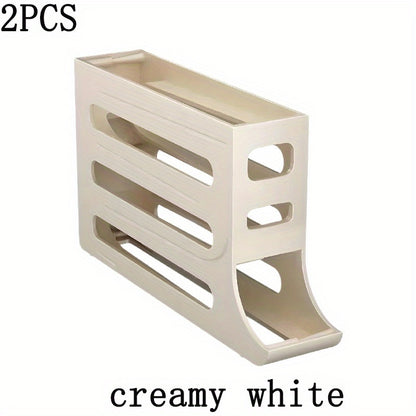 4-Tier Rolling Egg Dispenser for Refrigerator – Automatic 30-Egg Storage Rack for Kitchen