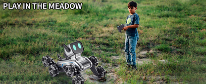 1 Pc Gesture-Controlled Robot Dog RC Car, 8WD All-Terrain Stunt Vehicle, USB Rechargeable Battery Powered, Plastic, for Kids Ages 8-13