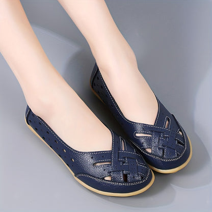Women's Hollow Out Breathable Slip-On Flats, Casual All-Match Daily Shoes - Hiccupzz
