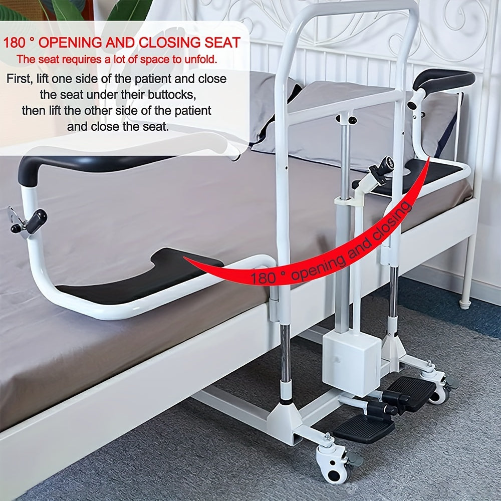 Patient Lift Transfer Chair - Portable Lift Aid with 180° Split Seat, Shower & Commode Chair for Seniors, 275lbs