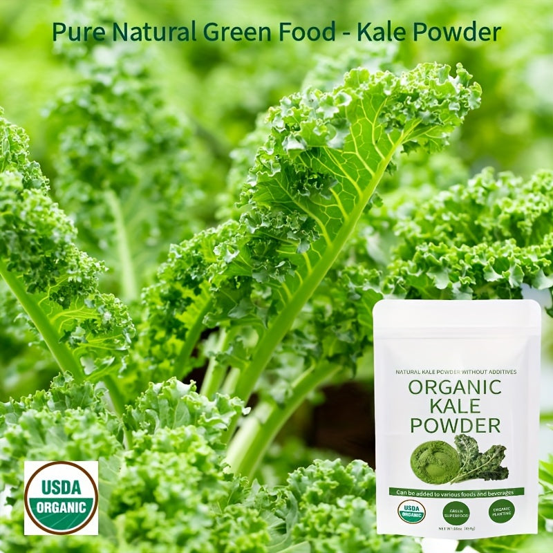 Organic Kale Powder, 16oz Green Food, Pure Natural Kale Powder, Rich In Antioxidants - Used In Smoothies, Beverages, And Organic Superfood For Brewing