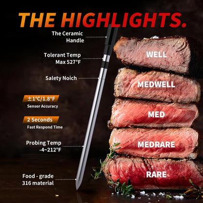 Holiday Wireless Meat Thermometer - 800°F Range, iOS & Android App Compatible