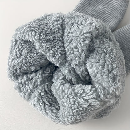 3-Pack Winter Fleece-Lined Girls' Leggings - Polyester Knit Pants with Thermal Lining, Hand Wash Only, Solid Color Outdoor Wear