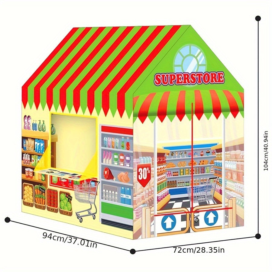 Superstore Playhouse Tent - Kids' Toy House with Windows, Suitable for Indoor and Outdoor Play, Ages 0-3, Waterproof