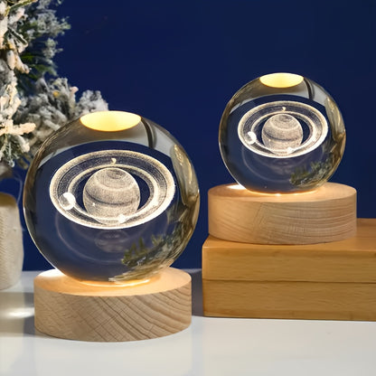 3D Luminous Crystal Ball with LED Base – Amethyst Universe & Galaxy Designs, Ideal for Gifts and Decorations - Hiccupzz