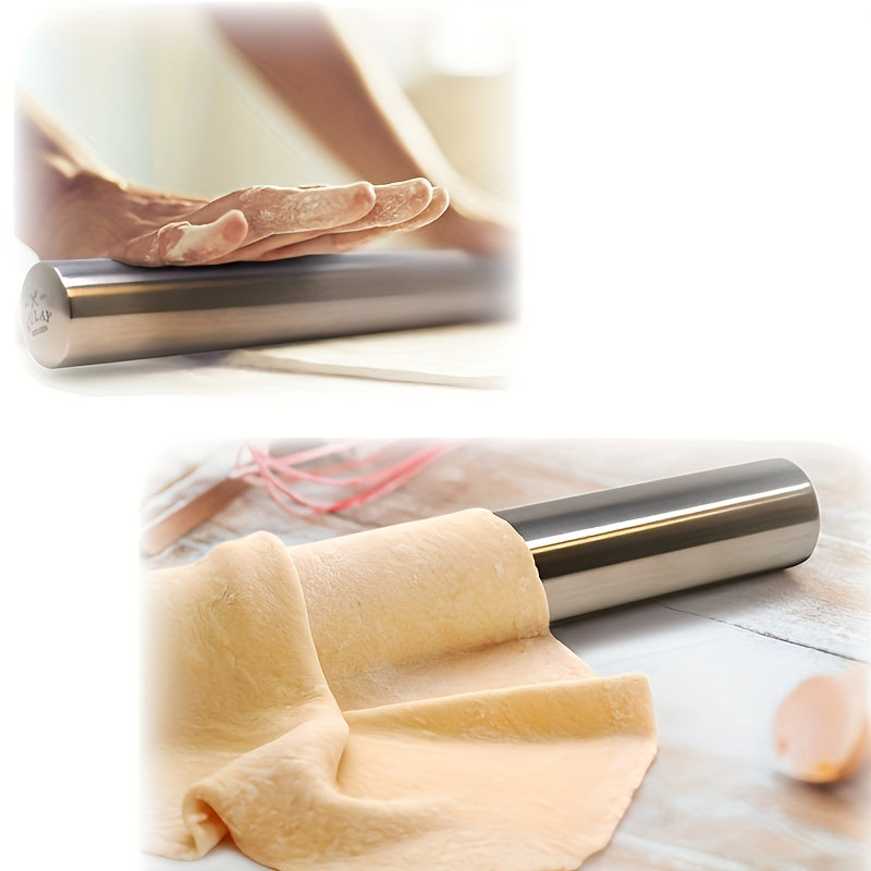 Durable Stainless Steel Rolling Pin for Perfect Dough Every Time - Ideal for Commercial Use and Home Baking