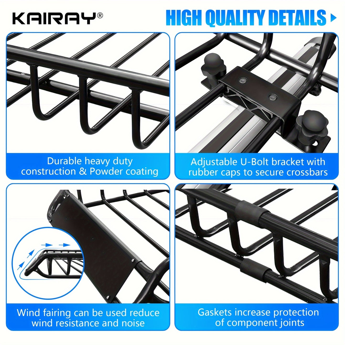 Extendable Roof Rack Cargo Basket for SUVs/Trucks with Waterproof Bag & Ratchet Straps