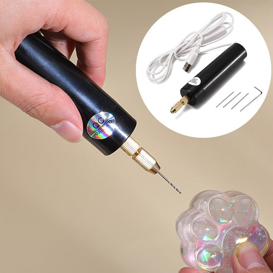 Portable Mini Electric Drill - 5V USB Handheld Tool for Jewelry Making, Wood Crafting & Metalworking